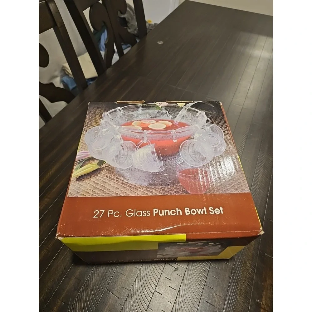 Glass Punch Bowl‎ & Salad Bowl 27-Piece Set Original Packaging Brand New
